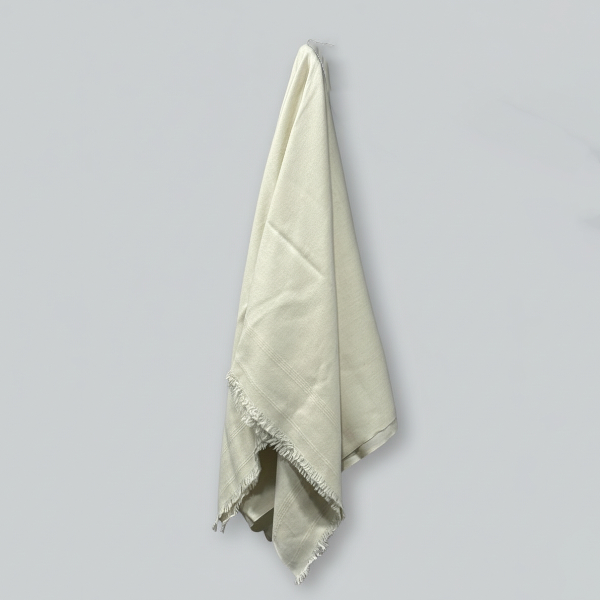 Gents Off White Pure Wool Shawl | One Border | 500g | Full Size Luxury