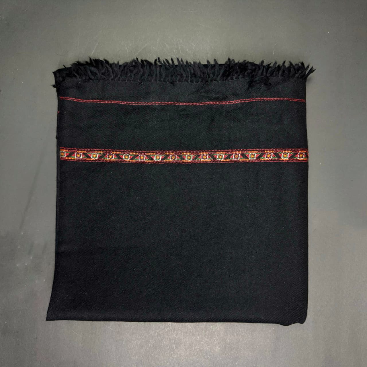 Black Cashmere Wool Dhussa with Traditional Border
