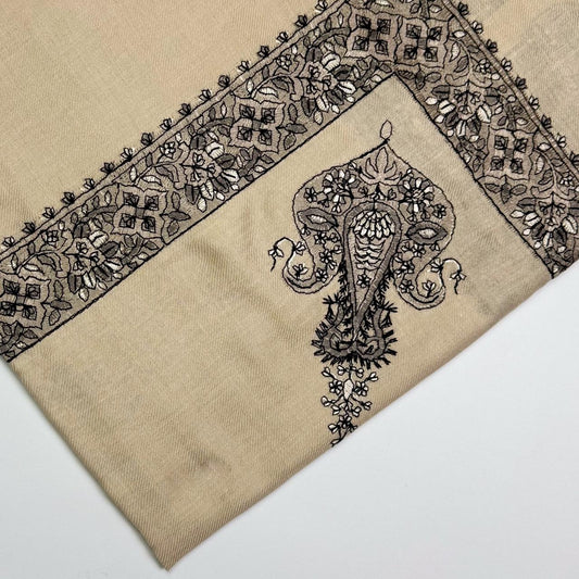 Premium Kashmiri Romal – Woven Paisley Border Men’s Scarf