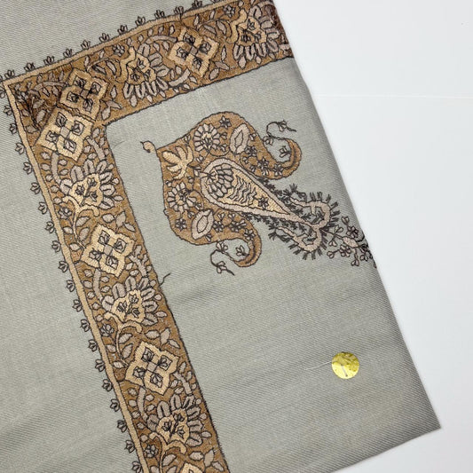 Premium Kashmiri Romal – Woven Paisley Border Men’s Scarf
