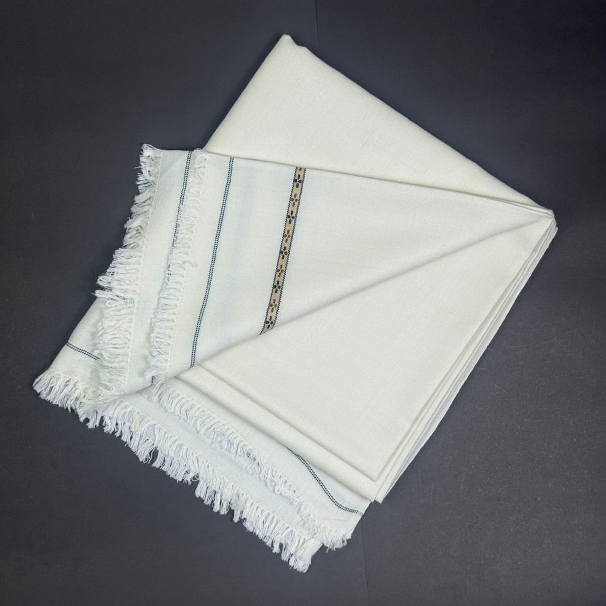 Gents Off White Shawl – Premium Australian Wool | One Border | Lightweight Luxury