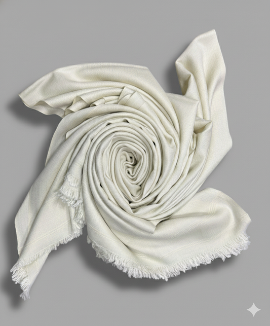 Gents Off White Pure Wool Shawl | One Border | 500g | Full Size Luxury