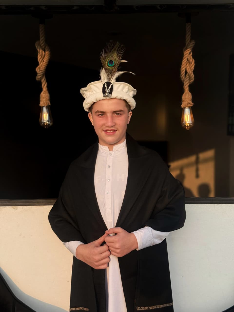 Kids Black Wool Shawl and Kids Chitrali Woolen Cap | Premium Winter Elegance