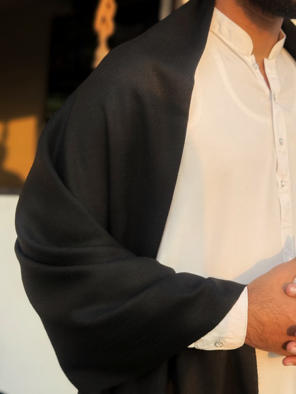 Men’s Premium Black Wool Shawl with Chitrali Woolen Cap