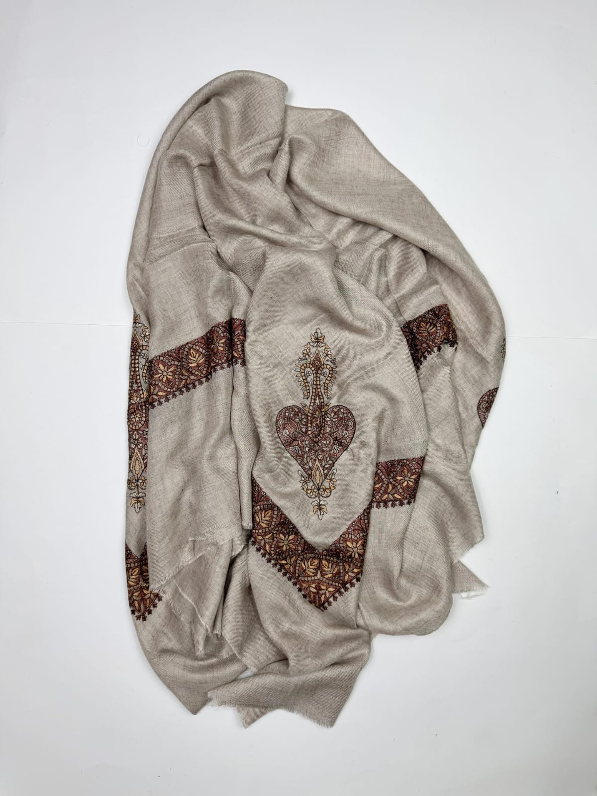 Premium Kashmiri Romal – Woven Paisley Border Men’s Scarf