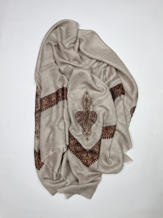 Premium Kashmiri Romal – Woven Paisley Border Men’s Scarf