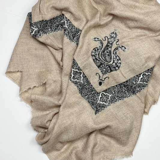 Premium Kashmiri Romal – Woven Paisley Border Men’s Scarf