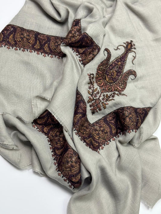 Premium Kashmiri Romal – Woven Paisley Border Men’s Scarf