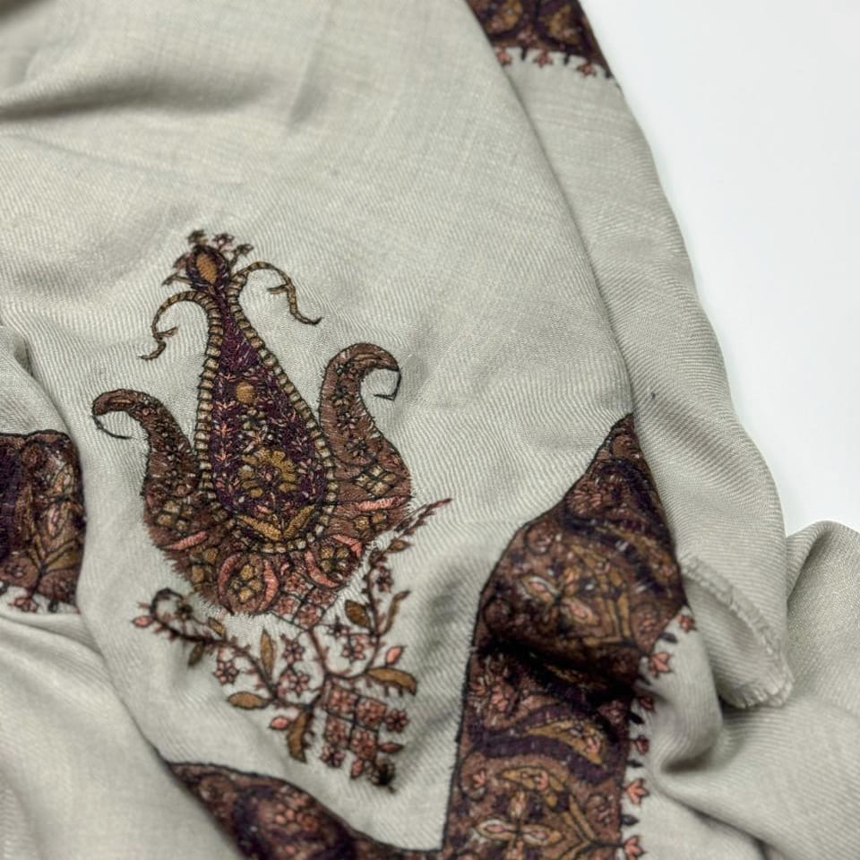 Premium Kashmiri Romal – Woven Paisley Border Men’s Scarf