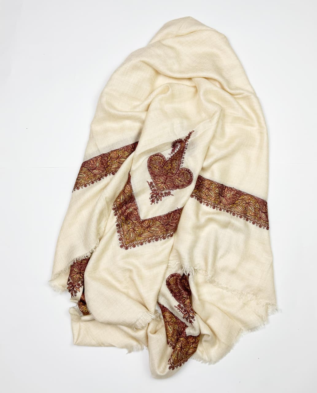 Premium Kashmiri Romal – Woven Paisley Border Men’s Scarf