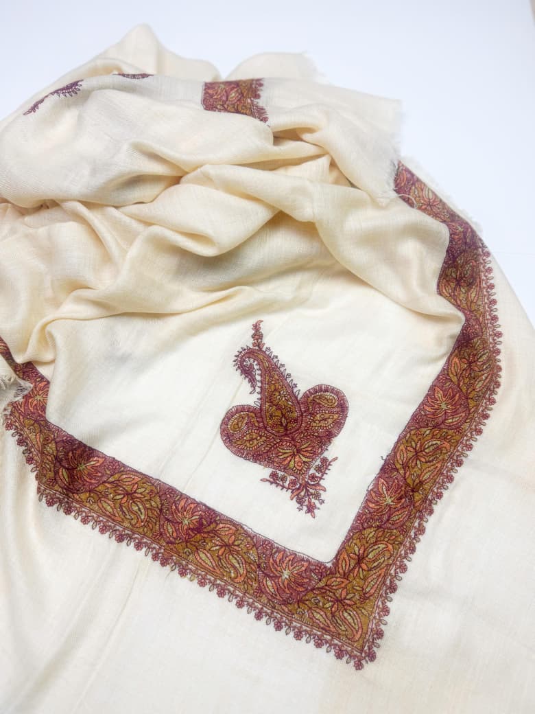 Premium Kashmiri Romal – Woven Paisley Border Men’s Scarf