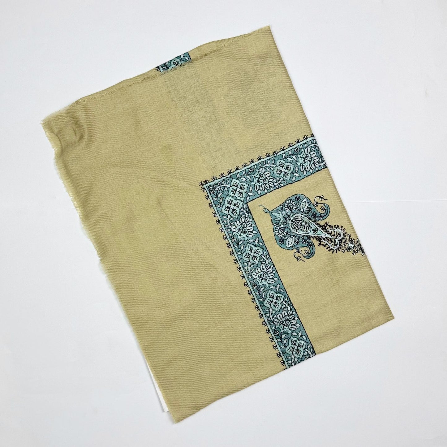 Premium Kashmiri Romal – Woven Paisley Border Men’s Scarf