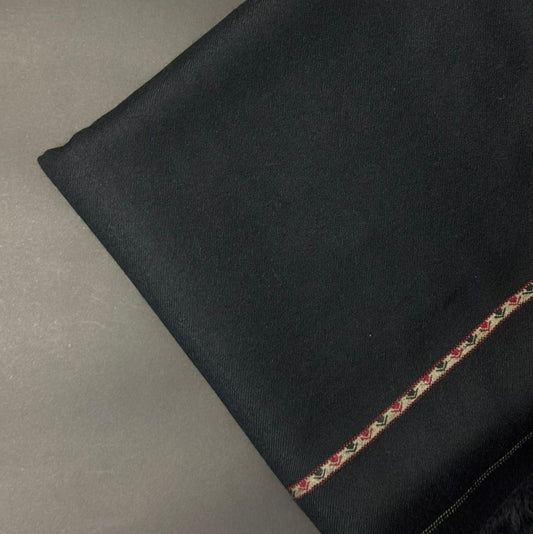 Gents Black Shawl – Premium Italian Wool | One Border | Lightweight Luxury