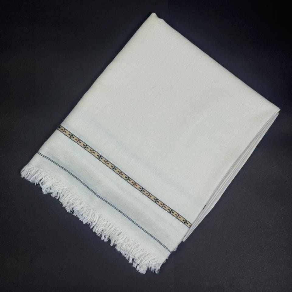 Gents Off White Shawl – Premium Australian Wool | One Border | Lightweight Luxury