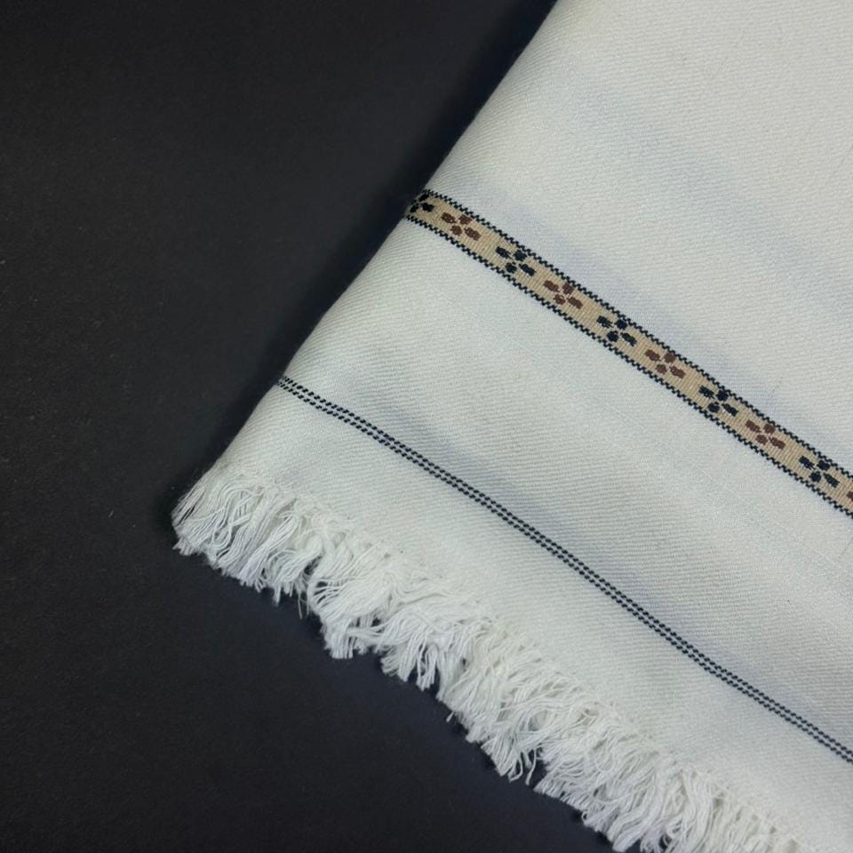 Gents Off White Shawl – Premium Australian Wool | One Border | Lightweight Luxury